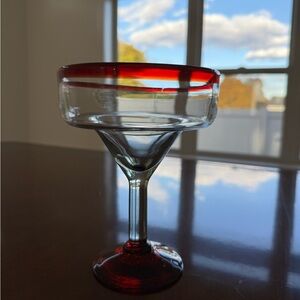 Clear/Red Rimmed Margarita Glass